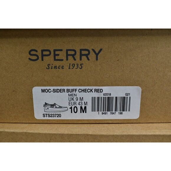 Sperry Mens Size 10 Moc Sider Buffalo Check Plaid Red Wool Blend Slip On Shoes main image 9